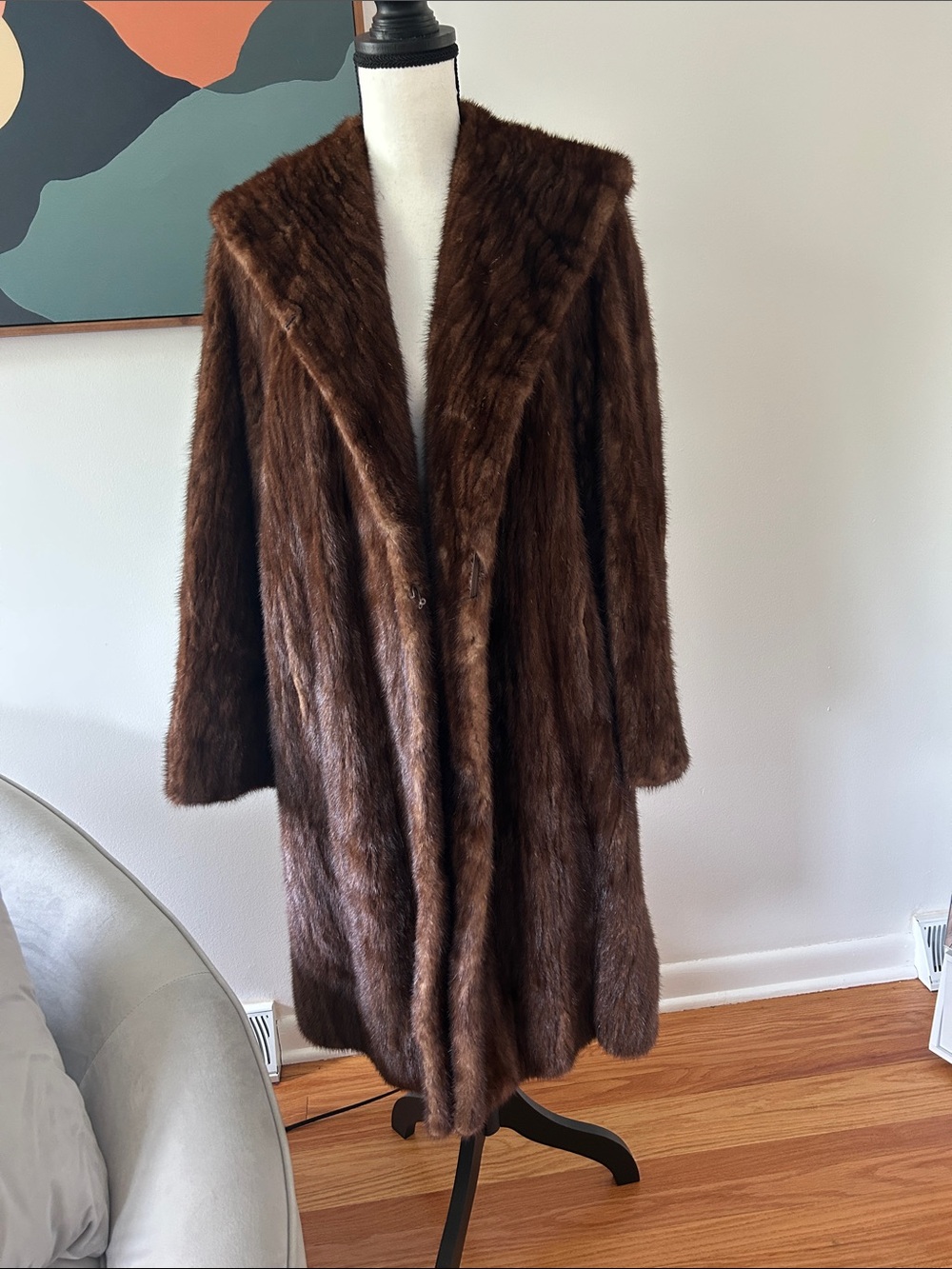 Luxurious Brown Mid-Length Fur Coat